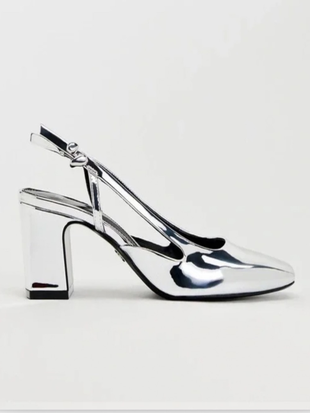 Lovely Zara Silver Metallic Sling Back Heels